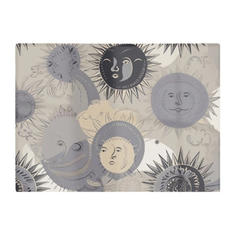 Image of Warren Reed Designer Grey Black Abstract Moon And Sun Glass Chopping Board