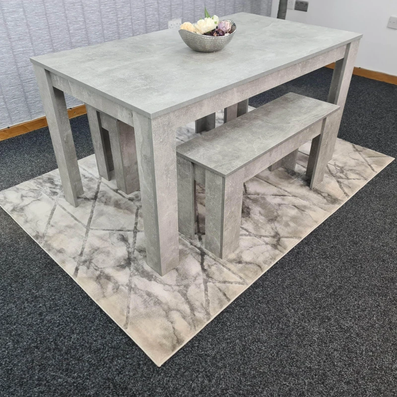 Image of KOSY KOALA KOSY KOALA Grey kitchen Dining Table and 2 Benches Set of 4 space saver dining room Grey One Size Unisex 5060711583433