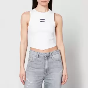 Image of Tommy Jeans Logo-Applique Ribbed Cotton-Jersey Top - M