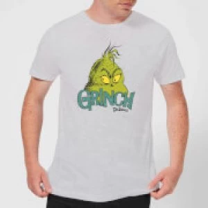 image of The Grinch Face Mens Christmas T-Shirt - Grey - 3XL