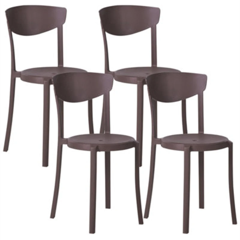 Image of Beliani Set Of 4 Garden Chairs Vieste Brown
