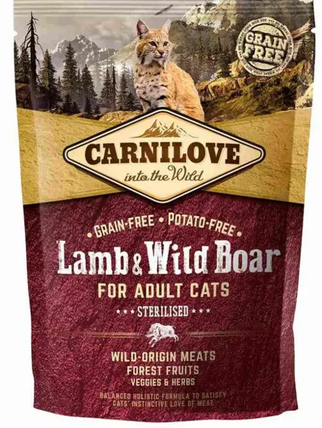 image of Carnilove Sterilised Adult Lamb and Wild Boar Cat Food 400g