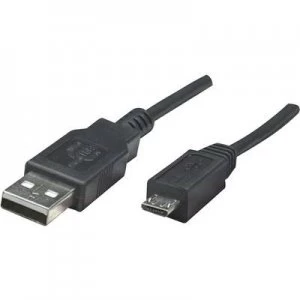 Image of Manhattan USB 2.0 Cable [1x USB 2.0 connector A - 1x USB 2.0 connector Micro B] 0.50 m Black UL-approved