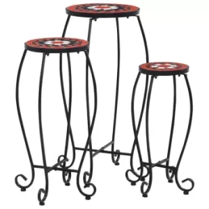 Image of Vidaxl Mosaic Tables 3 Pcs - Terracotta And White Ceramic