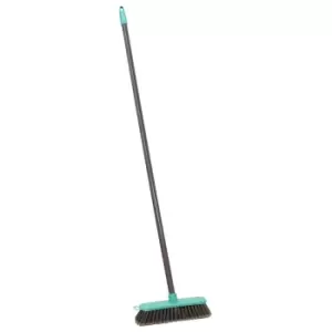 image of JVL Lightweight Indoor Angled Soft Bristle Sweeping Brush Broom Grey/Turquoise