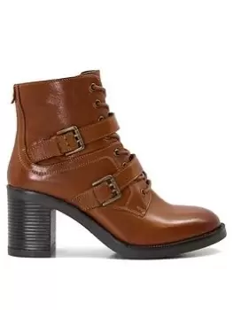 Image of Dune London Passion Tan Leather Heeled Boot - Tan, Brown, Size 3, Women