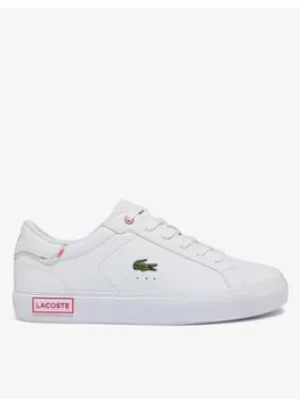 Lacoste POWERCOURT 0722 2 SUJ WHT/PNK, White/Pink, Size 5 Older