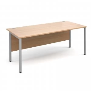 Image of Maestro 25 SL Straight Desk 1800mm x 800mm - Silver H Frame Beech top