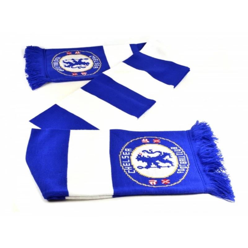 Image of Chelsea FC Mens Official Football Jacquard Bar Scarf in Blue Blue Male One Size