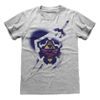 image of Legend Of Zelda - Shield Unisex Large T-Shirt - Grey