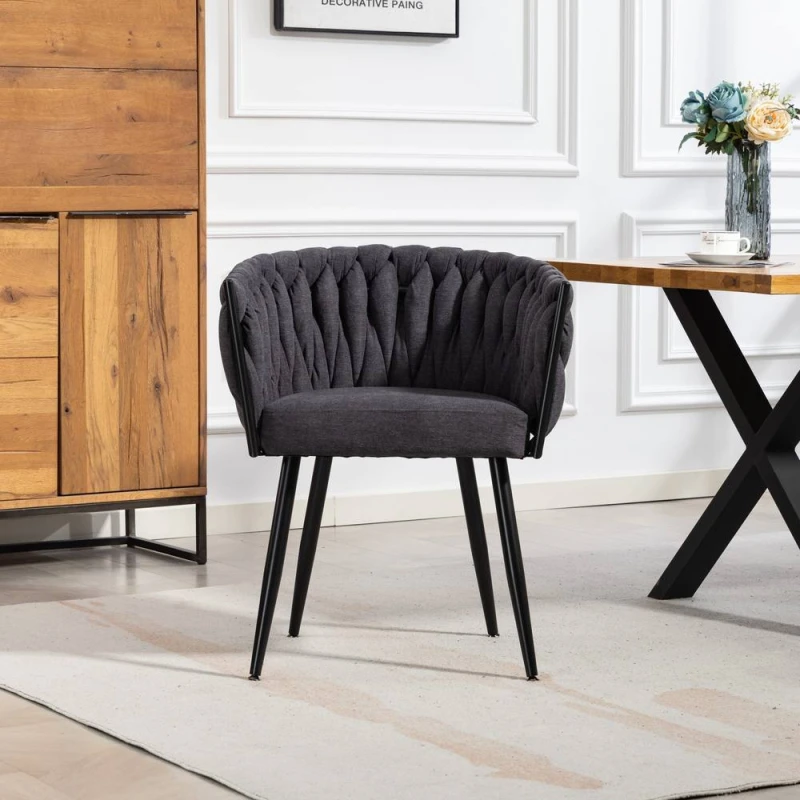 Image of Artemis Home Aneta Fabric Accent Chairs - Set of 2 in Charcoal Size: 2 Pack Charcoal Unisex 2 Pack