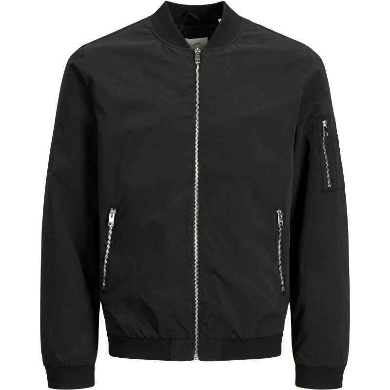 Image of Jack and Jones Mens Rush Water-Resistant Long Sleeve Bomber Jacket Black male S