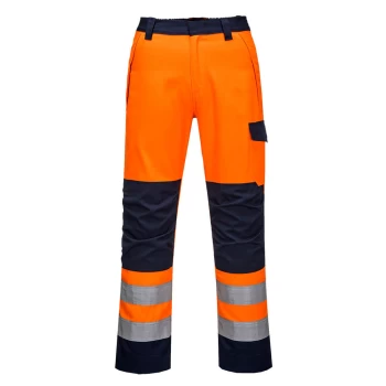 image of Portwest MV36 Modaflame Hvo trousers Orange / Navy Extra Large 31"