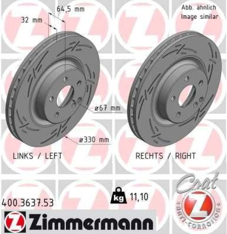 Image of ZIMMERMANN Brake disc ZIMMERMANN 400.3637.53