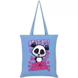 image of Handa Panda Positive Thoughts Tote Bag (One Size) (Sky Blue) - Sky Blue