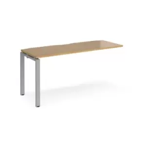 Image of Bench Desk Add On Rectangular Desk 1600mm Oak Tops With Silver Frames 600mm Depth Adapt