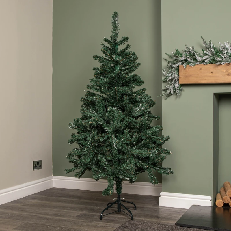 Image of 5ft (1.5m) Green Artificial Christmas Tree with Green Metal Stand and 329 Tips