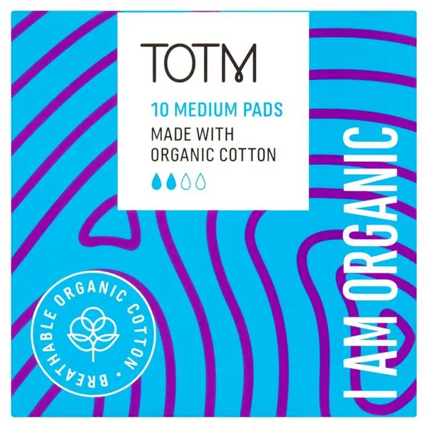 Image of Totm Organic Cotton Medium Pads, 10 Per Pack