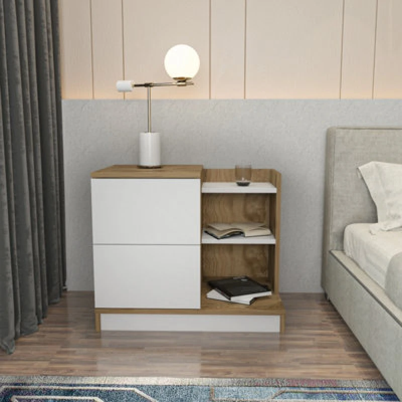 Image of Decorotika Rena Nightstand Table End Table Bedside Table - White And Oud, Multi RNA28NS02