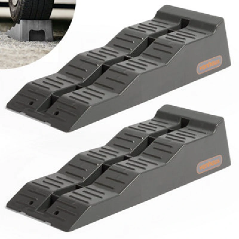 Image of Vonhaus Caravan Levelling Ramp Set, Heavy Duty Chocks For Motorhome, Rv, Trailer, Car, Van, 3 Levels, Non-Skid, 2.5 Tonne Capacity