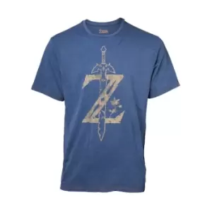 image of Legend of Zelda: Breath of the Wild - Logo Mens Large T-Shirt - Blue