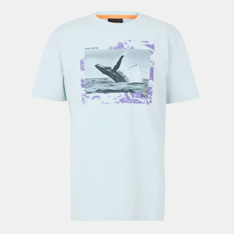 Image of Boss Mens Dunetrace Regular Fit T-Shirt Open Blue male S