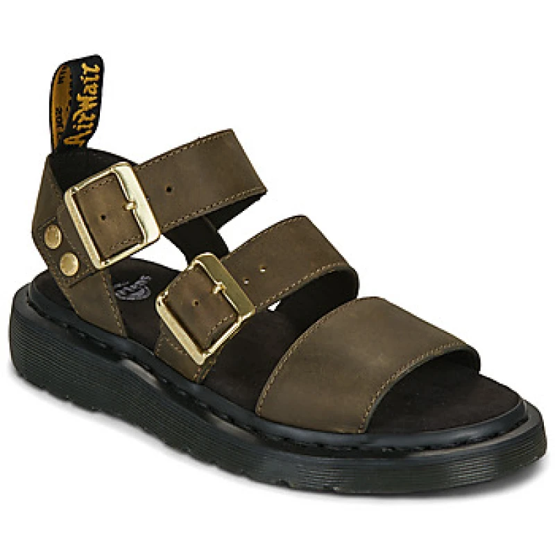 Image of Dr. Martens Gryphon Strap Sandal DMs Olive Wyoming womens Flat sandals in Kaki