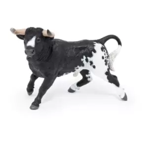 Image of Horses and Ponies Black & White Spanish Bull Toy Figure (51184)