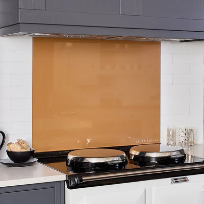 Image of Laura Ashley Copper Self-Adhesive Glass Splashback, (H)750mm (W)900mm (T)6mm