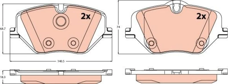 Image of Brake pad set TRW GDB2608