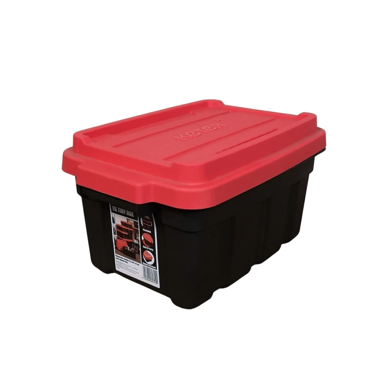 Image of Samuel Alexander 11L Black And Red Small Tuff Stackable Storage Box With Lid And Carry Handles