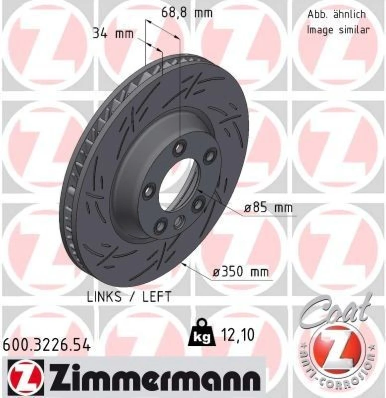 Image of ZIMMERMANN Brake disc ZIMMERMANN 600.3226.54