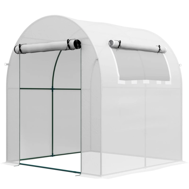 Image of Outsunny Polytunnel Greenhouse w/ Mesh Window/Steel Frame, White 845-775V00WT