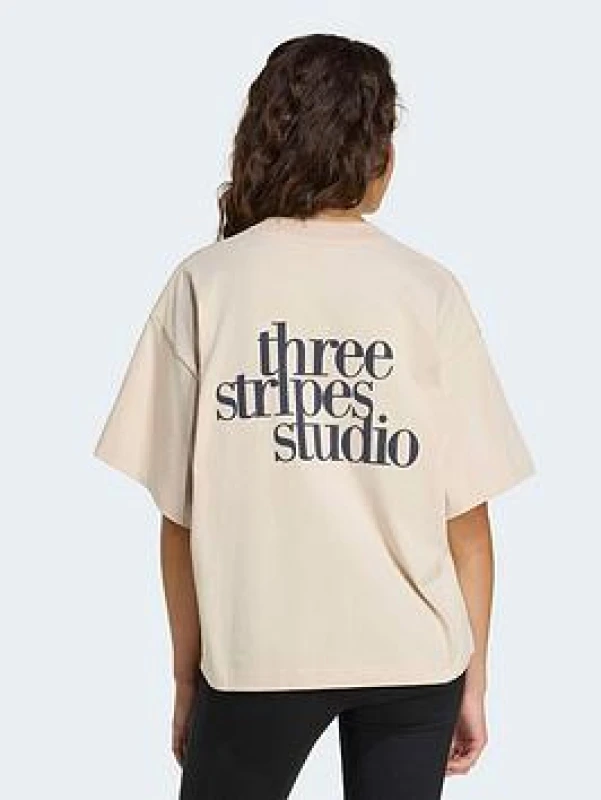 Image of Adidas Womens T-Shirt adidas Studio Boyfriend Beige Female L