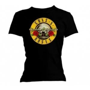 Image of Guns N Roses Classic Bullet Logo Skinny Black T-Shirt Large