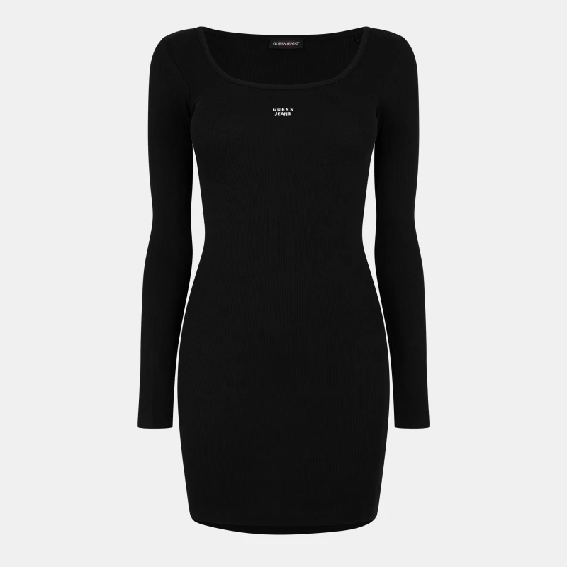 Image of Guess Womens Long Sleeve Rib Mini Dress Jet Black A996 female 8 (XS)