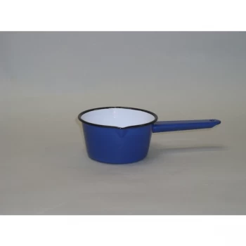 image of Falcon 14cm Blue Enamel Milk Pan Blue Black Rim