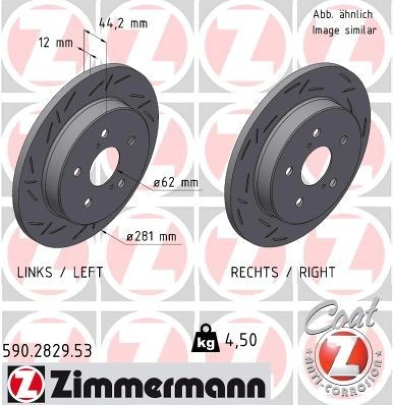 Image of ZIMMERMANN Brake disc ZIMMERMANN 590.2829.53