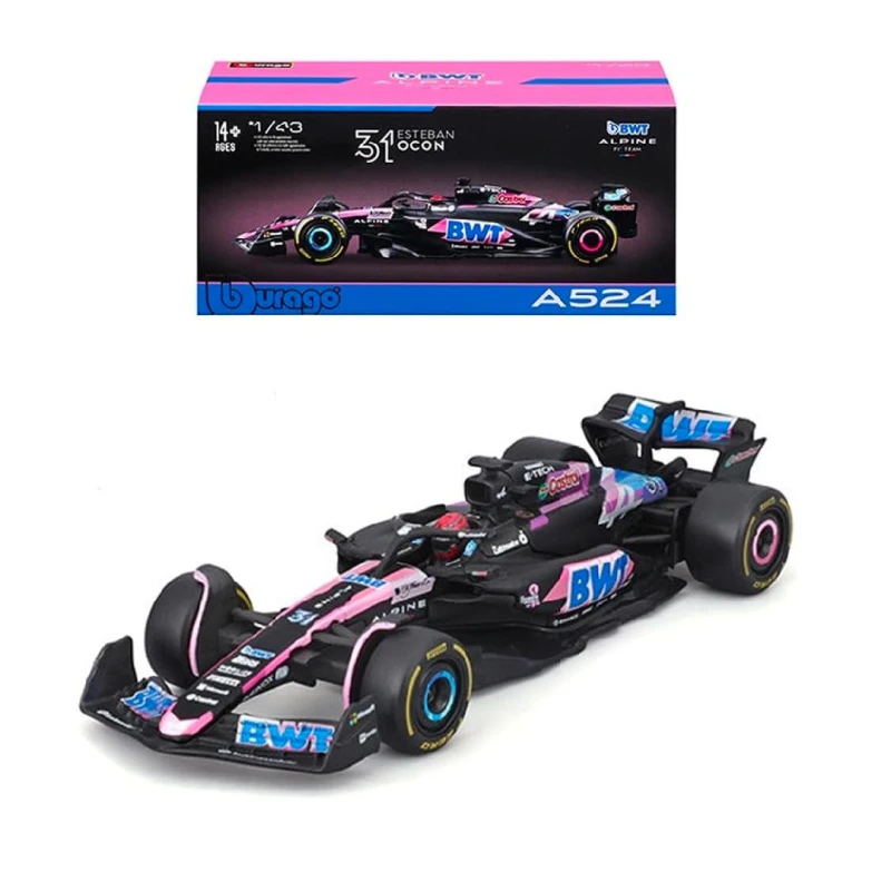 Image of Bburago F1 BWT Alpine F1 Team A524 2024 With Ocon Helmet 1:43 Scale Model