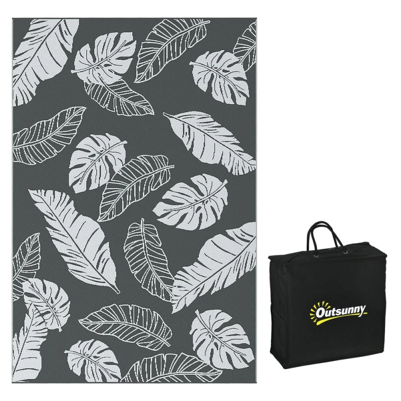 Image of Outsunny Reversible Waterproof Outdoor Rug 182 X 274Cm, Grey 844-790V00MX