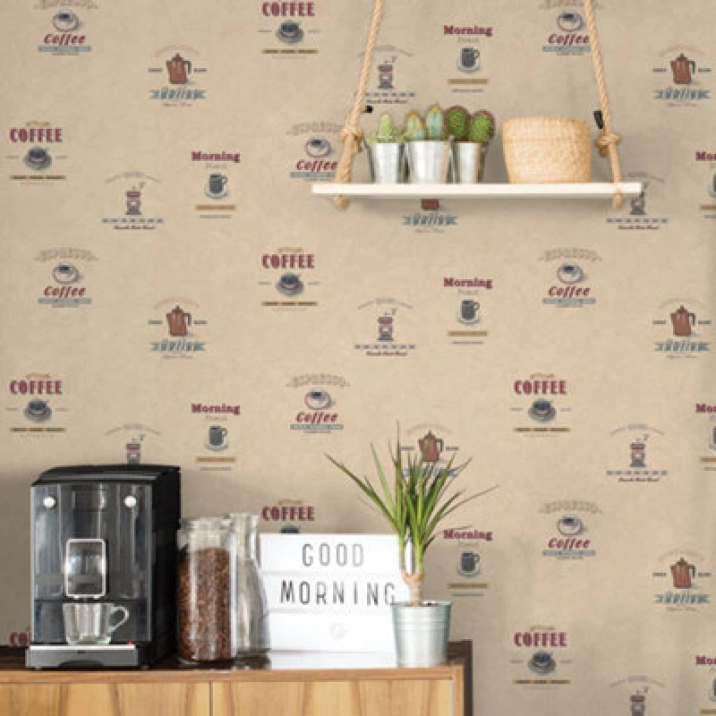 Image of Galerie Kitchen Recipes Beige Java Smooth Wallpaper