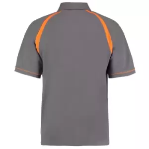 Image of Kustom Kit Oak Hill Mens Short Sleeve Polo Shirt (2XL) (Charcoal/Orange)