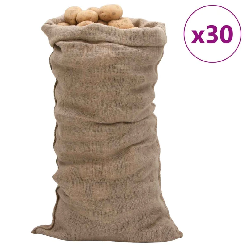 Image of Vidaxl Jute Sacks 30 Pcs 65X135cm 100% Jute 220 Gsm, Brown 155806