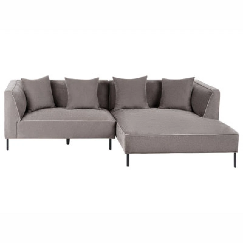 Image of Beliani Corner Sofa 3 Seater Sater Chenille Taupe Left Hand