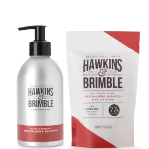 image of Hawkins & Brimble Shampoo Refill & Pouch Bundle