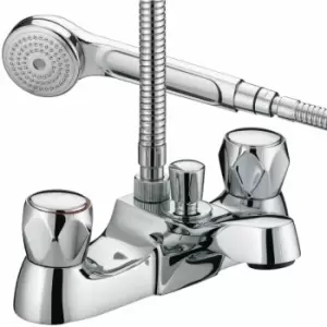 image of Value Club Luxury Bath Shower Mixer Tap with Metal Heads - Chrome Plated - Bristan