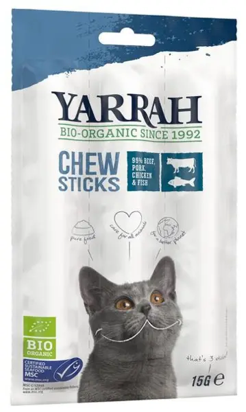 image of Yarrah Organic Chewsticks Cat Food 15g