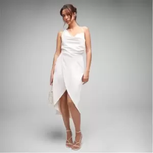 Image of Missguided Asymmetric Cowl Neck Satin Midaxi Dress - Cream