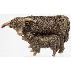 Image of Bronze Highland Coo & Calf Large Ornament