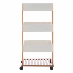 image of Nostra Bamboo Storage Trolley 4 Tier, White